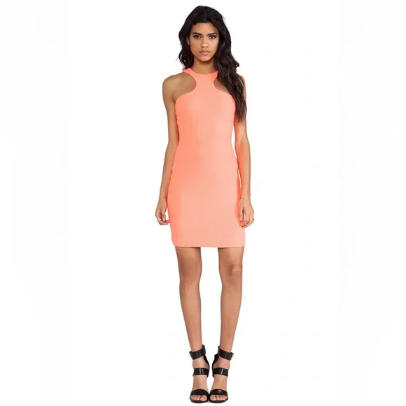 aqaq orange dress AQ/AQ Hannah Mini Dress in Acid Orange